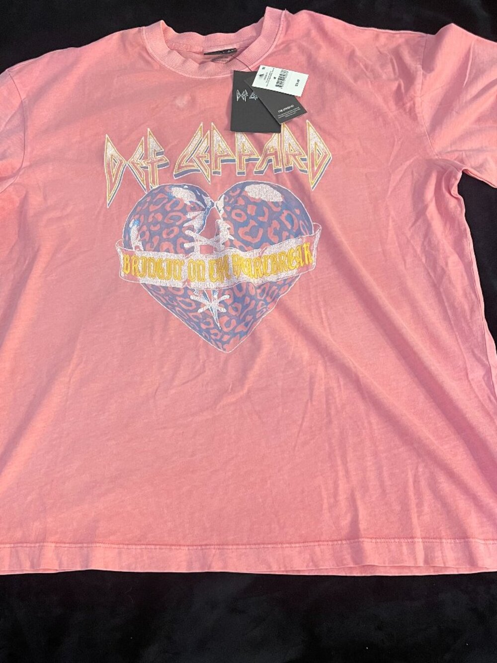 Def Leppard Pink Graphic Tee Oversized Boxy Fit NWT Medium
